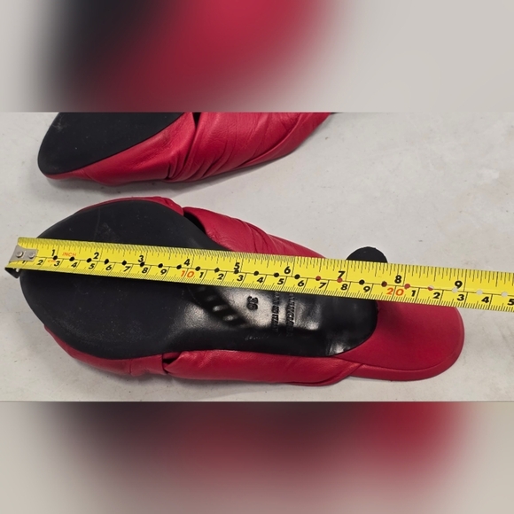 Balenciaga Drapy Red Twisted Leather Knife Open Toe Mule Pumps SZ 36 - Picture 9 of 12